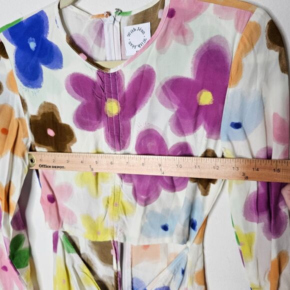 NWOT With Jean Hermana Viola Tricolor Long Sleeve Open Front Mini Dress XS - Picture 9 of 11